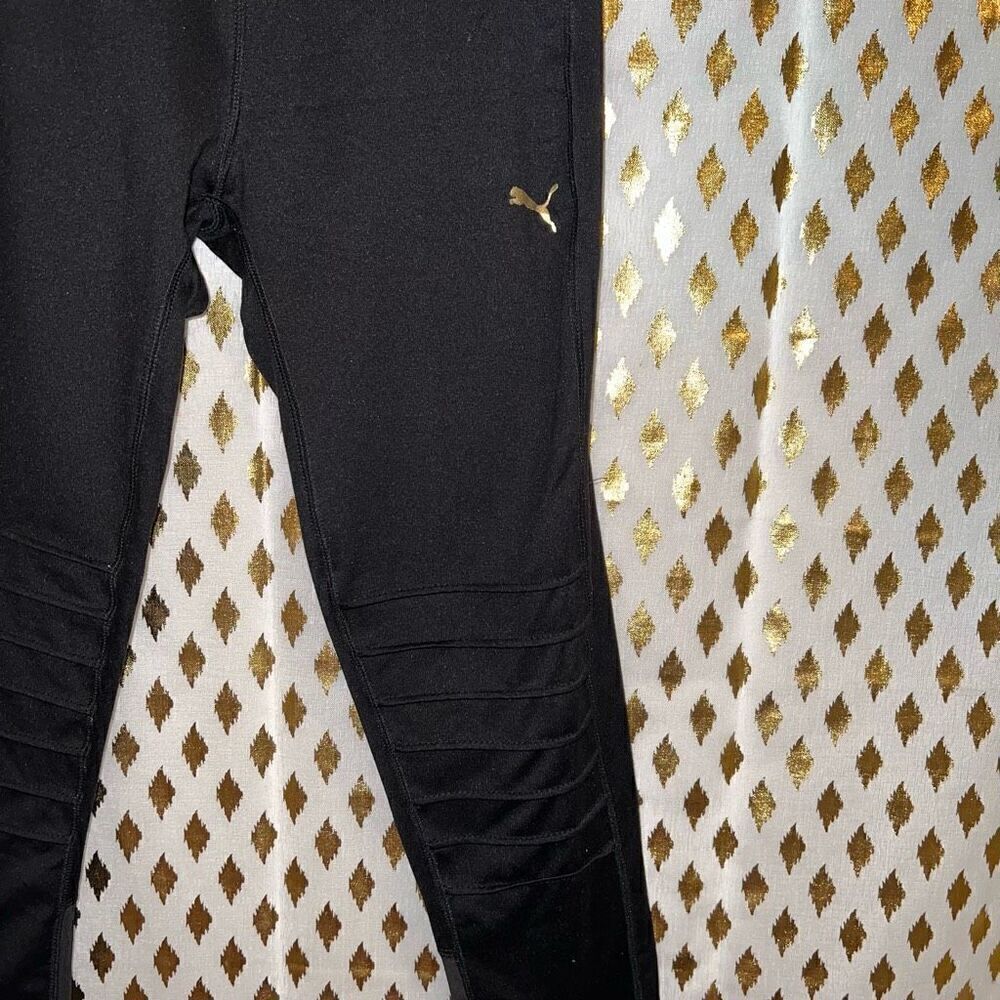 Puma leggings medium gold ribbed knees size M